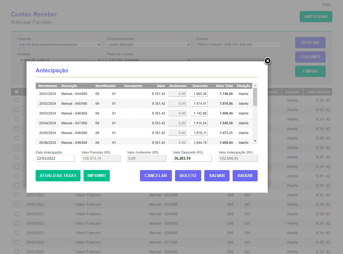 Tela: Antecipações Tela: Antecipações