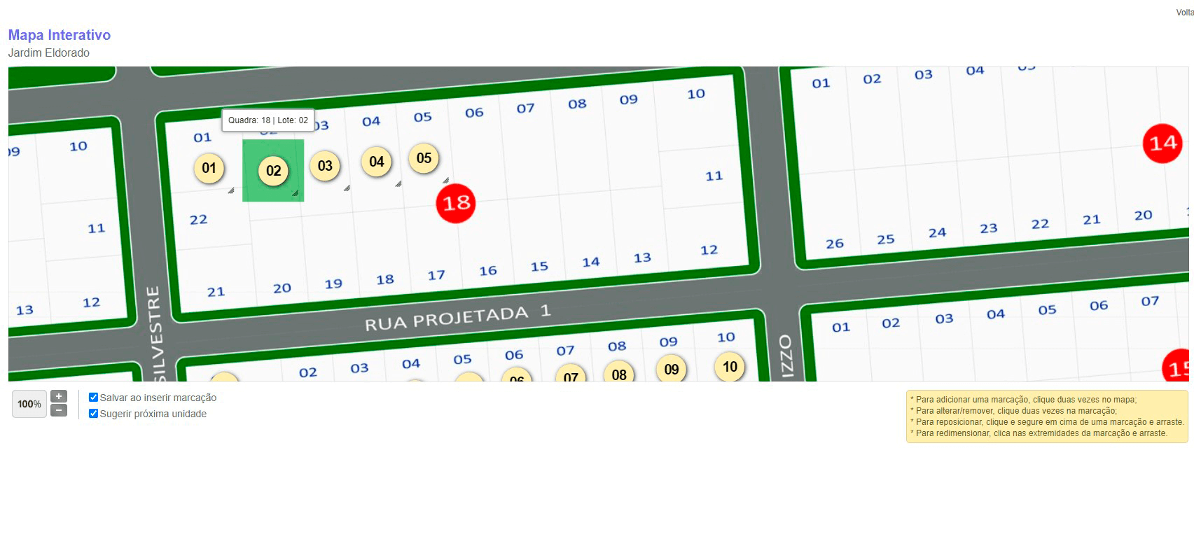 Tela: Marcações simplificadas Tela: Marcações simplificadas