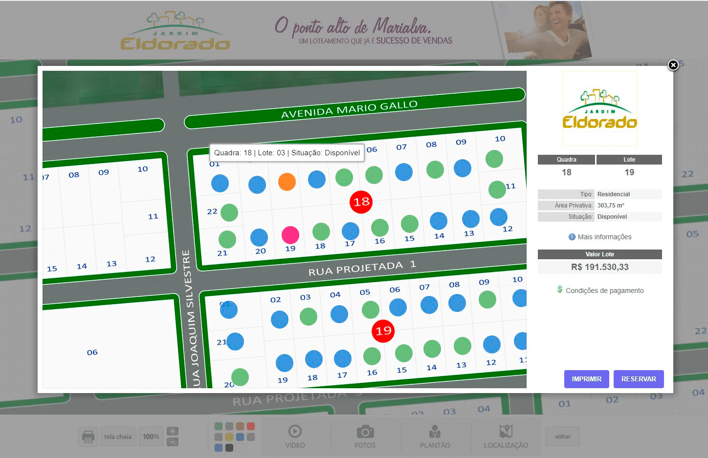 Tela: Reserva interativa Tela: Reserva interativa