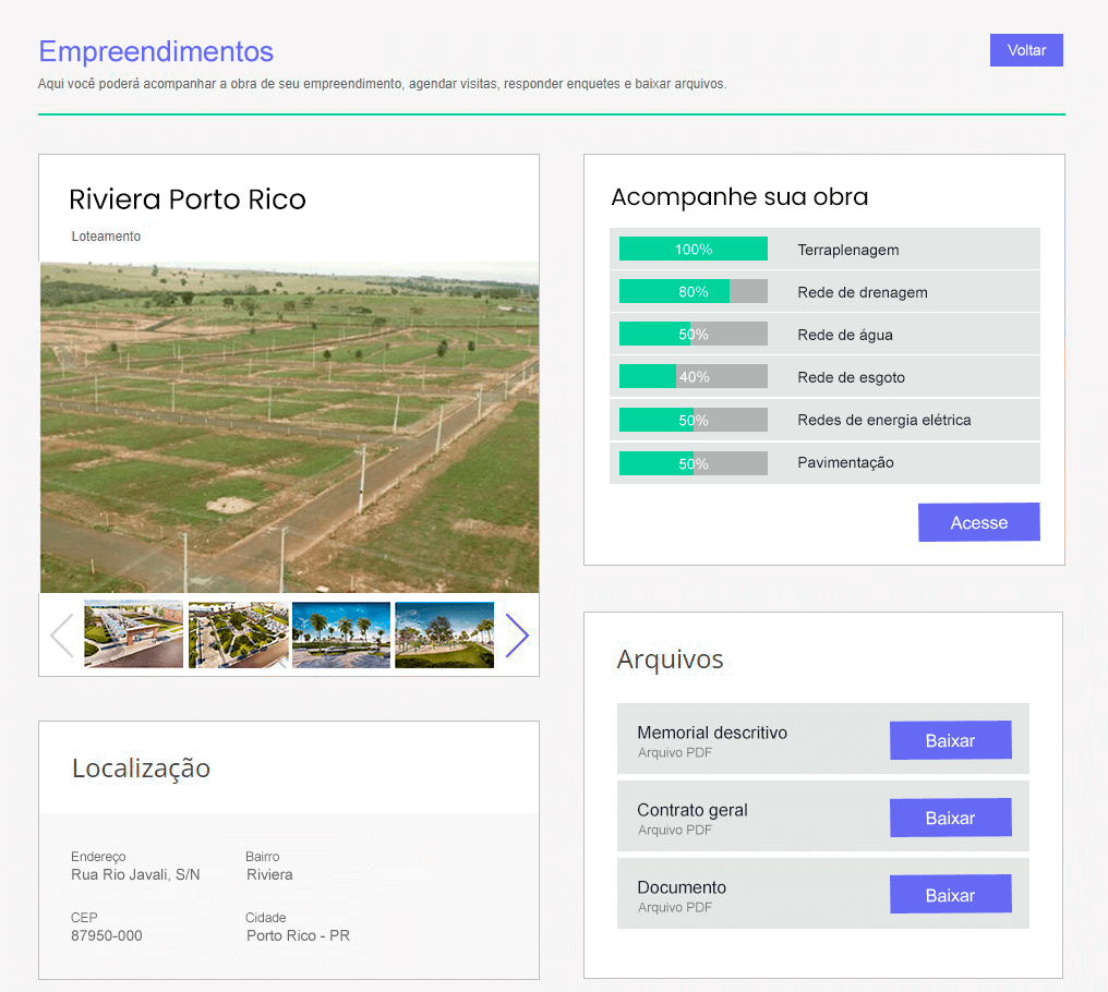 Tela: Acompanhamento de Obra Tela: Acompanhamento de Obra