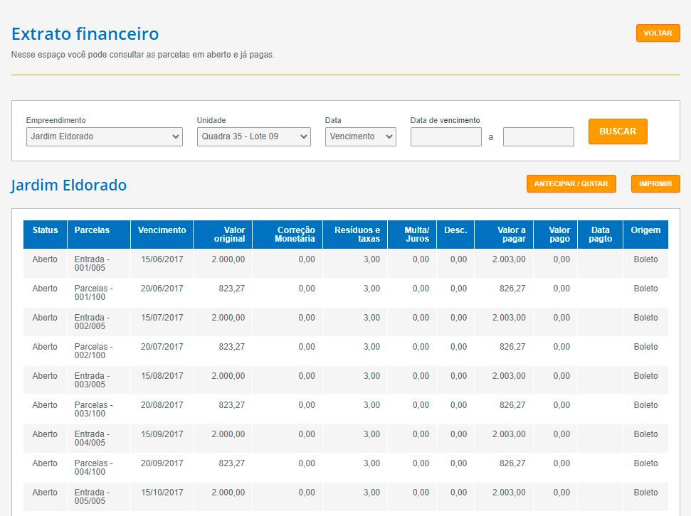 Tela: 2ª via de Boleto Tela: 2ª via de Boleto