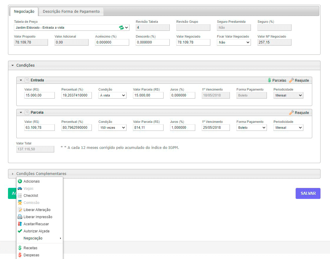 Tela: Proposta Tela: Proposta